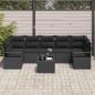 Preview: 8-teiliges Garten Sofa Set mit Kissen Schwarz Poly Rattan, 2-Sitzer Garten Sofa mit Kissen Schwarz Poly Rattan