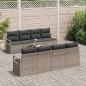 Preview: 9-teiliges Garten-Sofa-Set mit Kissen Grau Poly Rattan, 2-Sitzer Garten-Sofa mit Kissen Grau Poly Rattan