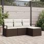Preview: ARDEBO.de - 4-teilige Garten Sofa Set mit Kissen Braunes Poly Rattan, 2-Sitzer Garten Sofa mit Kissen Braunes Poly Rattan