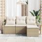 Preview: 4-teilige Garten Sofa Set mit Kissen Beige Poly Rattan, 2-Sitzer Garten Sofa mit Kissen Beige Poly Rattan