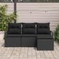 Preview: 4-teiliges Garten Sofa Set mit Kissen Schwarz Poly Rattan, 2-Sitzer Garten Sofa mit Kissen Schwarz Poly Rattan