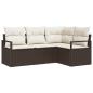 Preview: 4-teiliges Garten Sofa Set mit Kissen Braun Poly Rattan, 2-Sitzer Garten Sofa mit Kissen Braun Poly Rattan