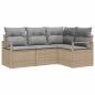Preview: 4-teiliges Garten-Sofa-Set mit Kissen Beige Poly-Rattan,  2-Sitzer Garten-Sofa mit Kissen Beige Poly-Rattan