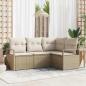 Preview: ARDEBO.de - 4-teiliges Garten Sofa Set mit Kissen Beige Poly Rattan, 2-Sitzer Garten Sofa mit Kissen Beige Poly Rattan