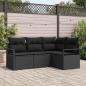 Preview: ARDEBO.de - 4-teiliges Garten-Sofa-Set mit Kissen Schwarz Poly-Rattan, 2-Sitzer Garten-Sofa mit Kissen Schwarz Poly-Rattan