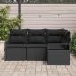 Preview: 4-teiliges Garten-Sofa-Set mit Kissen Schwarz Poly-Rattan, 2-Sitzer Garten-Sofa mit Kissen Schwarz Poly-Rattan