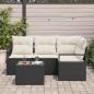 Preview: 4-teiliges Garten Sofa Set mit Kissen Braun Poly Rattan, 2-Sitzer Garten Sofa mit Kissen Schwarz Poly Rattan