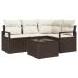 Preview: 4-teiliger Gartensofa Set mit Kissen Grau Poly Rattan, 2-Sitzer Gartensofa mit Kissen Braun Poly Rattan