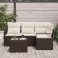 Preview: 4-teiliger Gartensofa Set mit Kissen Grau Poly Rattan, 2-Sitzer Gartensofa mit Kissen Braun Poly Rattan