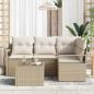 Preview: 5-teiliges Garten Sofa Set mit Kissen Braunes Poly Rattan, 2-Sitzer Garten Sofa mit Kissen Beige Poly Rattan