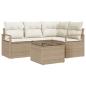 Preview: 5-teiliges Garten Sofa Set mit Kissen Braunes Poly Rattan, 2-Sitzer Garten Sofa mit Kissen Beige Poly Rattan