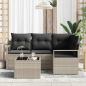 Preview: 5-teiliges Garten-Sofa-Set mit Kissen Grau Poly Rattan, 2-Sitzer Garten-Sofa mit Kissen Grau Poly Rattan