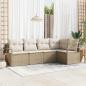 Preview: ARDEBO.de - 5-teiliges Garten Sofa Set mit Kissen Beige Poly Rattan, 2-Sitzer Garten Sofa mit Kissen Beige Poly Rattan