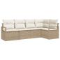 Preview: 5-teiliges Garten Sofa Set mit Kissen Beige Poly Rattan, 2-Sitzer Garten Sofa mit Kissen Beige Poly Rattan
