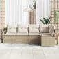 Preview: 5-teiliges Garten Sofa Set mit Kissen Beige Poly Rattan, 2-Sitzer Garten Sofa mit Kissen Beige Poly Rattan
