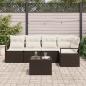Preview: 5-teiliges Garten-Sofa-Set mit Kissen Grau Poly Rattan, 2-Sitzer Garten-Sofa mit Kissen Braun Poly Rattan