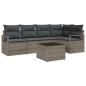 Preview: 5-teiliges Garten Sofa Set mit Kissen Schwarz Poly Rattan, 2-Sitzer Garten Sofa mit Kissen Grau Poly Rattan