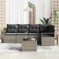 Preview: 5-teiliges Garten Sofa Set mit Kissen Schwarz Poly Rattan, 2-Sitzer Garten Sofa mit Kissen Grau Poly Rattan