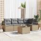 Preview: ARDEBO.de - 6-teiliges Garten-Sofa-Set mit Kissen Schwarz Poly-Rattan, 2-Sitzer Garten-Sofa mit Kissen Beige Poly-Rattan