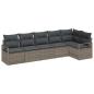 Preview: 6-teiliges Garten-Sofa-Set mit Kissen Grau Poly-Rattan, 2-Sitzer Garten-Sofa mit Kissen Grau Poly-Rattan