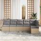 Preview: 6-teilige Garten Sofa Set mit Kissen Beige Poly Rattan, 2-Sitzer Garten Sofa mit Kissen Beige Poly Rattan