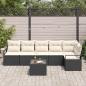 Preview: 6-teiliges Garten-Sofa-Set mit Kissen Braun Poly-Rattan, 2-Sitzer Garten-Sofa mit Kissen Schwarz Poly-Rattan