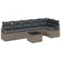 Preview: 6-teiliges Garten Sofa Set mit Kissen Schwarz Poly Rattan, 2-Sitzer Garten Sofa mit Kissen Grau Poly Rattan