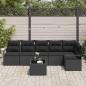 Preview: 7-teiliges Garten Sofa Set mit Kissen Beige Poly Rattan, 2-Sitzer Garten Sofa mit Kissen Schwarz Poly Rattan