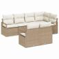 Preview: 7-teiliges Garten-Sofa-Set mit Kissen Beige Poly Rattan, 2-Sitzer Garten-Sofa mit Kissen Beige Poly Rattan