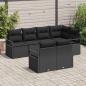Preview: 7-teiliges Gartensofa-Set mit Kissen Schwarz Poly-Rattan, 2-Sitzer Gartensofa mit Kissen Schwarz Poly-Rattan
