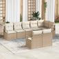 Preview: ARDEBO.de - 8-teiliges Garten Sofa Set mit Kissen in Beige, Poly Rattan, 2-Sitzer Garten Sofa mit Kissen in Beige, Poly Rattan