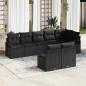 Preview: ARDEBO.de - 8-teiliges Garten Sofa Set mit Kissen schwarzes Poly Rattan, 2-Sitzer Garten Sofa mit Kissen schwarzes Poly Rattan