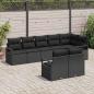 Preview: 8-teiliges Garten Sofa Set mit Kissen schwarzes Poly Rattan, 2-Sitzer Garten Sofa mit Kissen schwarzes Poly Rattan