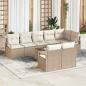 Preview: ARDEBO.de - 9-teiliges Garten-Sofa-Set mit Kissen braun Poly-Rattan, 2-Sitzer Garten-Sofa mit Kissen beige Poly-Rattan