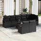 Preview: ARDEBO.de - 9-teilige Garten-Sofa-Set mit Kissen Beige Poly Rattan, 2-Sitzer Garten-Sofa mit Kissen Schwarz Poly Rattan
