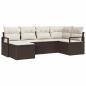 Preview: 6-teiliges Garten-Sofa-Set mit Kissen Braun Poly Rattan, 2-Sitzer Garten-Sofa mit Kissen Braun Poly Rattan
