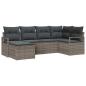 Preview: 6-teilige Garten Sofa Set mit Kissen Grau Poly Rattan, 2-Sitzer Garten Sofa mit Kissen Grau Poly Rattan