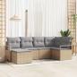Preview: ARDEBO.de - 6-teiliges Garten Sofa Set mit Kissen Beige Poly Rattan, 2-Sitzer Garten Sofa mit Kissen Beige Poly Rattan