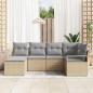Preview: 6-teiliges Garten Sofa Set mit Kissen Beige Poly Rattan, 2-Sitzer Garten Sofa mit Kissen Beige Poly Rattan