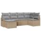 Preview: 6-teiliges Garten Sofa Set mit Kissen Beige Poly Rattan, 2-Sitzer Garten Sofa mit Kissen Beige Poly Rattan