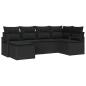 Preview: 6-teiliges Garten Sofa Set mit Kissen Schwarz Poly-Rattan, 2-Sitzer Garten Sofa mit Kissen Schwarz Poly-Rattan