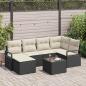 Preview: ARDEBO.de - 6-teiliges Garten-Sofaset mit Kissen Braun Poly-Rattan, 2-Sitzer Garten-Sofa mit Kissen Schwarz Poly-Rattan