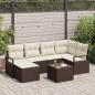 Preview: ARDEBO.de - 6-teiliges Garten Sofa Set mit Kissen Grau Poly Rattan, 2-Sitzer Garten Sofa mit Kissen Braun Poly Rattan