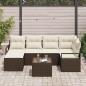 Preview: 6-teiliges Garten Sofa Set mit Kissen Grau Poly Rattan, 2-Sitzer Garten Sofa mit Kissen Braun Poly Rattan