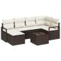 Preview: 6-teiliges Garten Sofa Set mit Kissen Grau Poly Rattan, 2-Sitzer Garten Sofa mit Kissen Braun Poly Rattan
