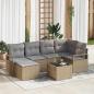 Preview: ARDEBO.de - 7-teiliges Garten-Sofa-Set mit Kissen Schwarz Poly Rattan, 2-Sitzer Garten-Sofa mit Kissen Beige Poly Rattan