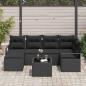 Preview: 7-teiliges Garten-Sofa-Set mit Kissen Beige Poly-Rattan, 2-Sitzer Garten-Sofa mit Kissen Schwarz Poly-Rattan