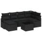Preview: 7-teiliges Garten-Sofa-Set mit Kissen Beige Poly-Rattan, 2-Sitzer Garten-Sofa mit Kissen Schwarz Poly-Rattan