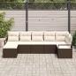 Preview: ARDEBO.de - 7-teilige Garten Sofa Gruppe mit Kissen braunes Poly Rattan, 2-Sitzer Garten Sofa mit Kissen braunes Poly Rattan