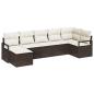 Preview: 7-teilige Garten Sofa Gruppe mit Kissen braunes Poly Rattan, 2-Sitzer Garten Sofa mit Kissen braunes Poly Rattan
